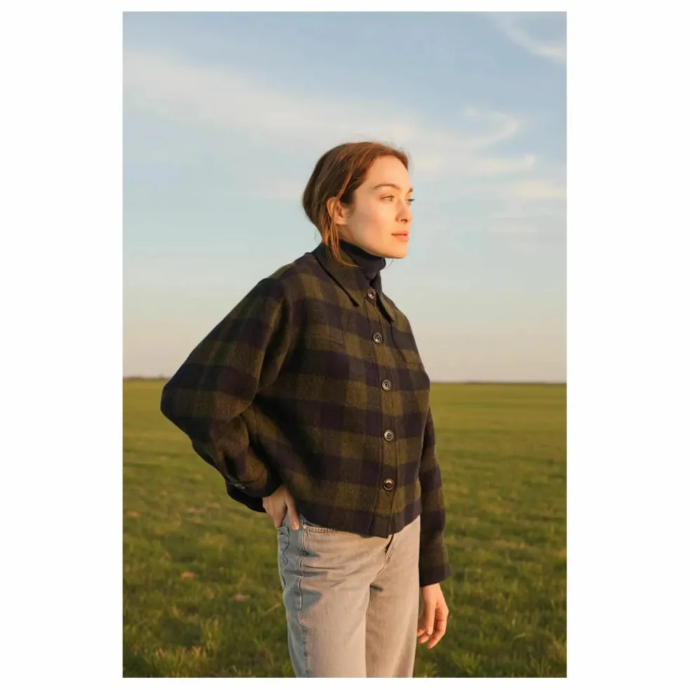 Veste Balma Holly Carreaux Laine | Vert kaki