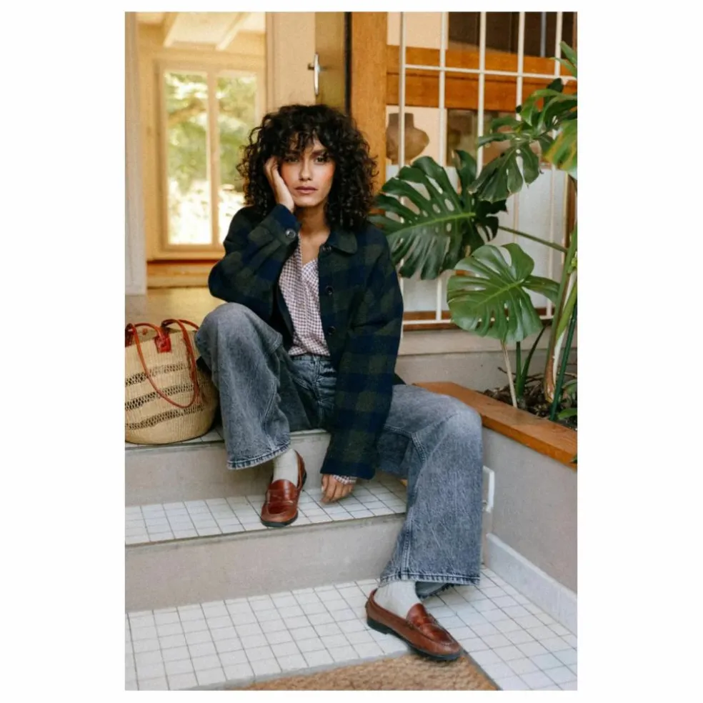 Veste Balma Holly Carreaux Laine | Vert kaki