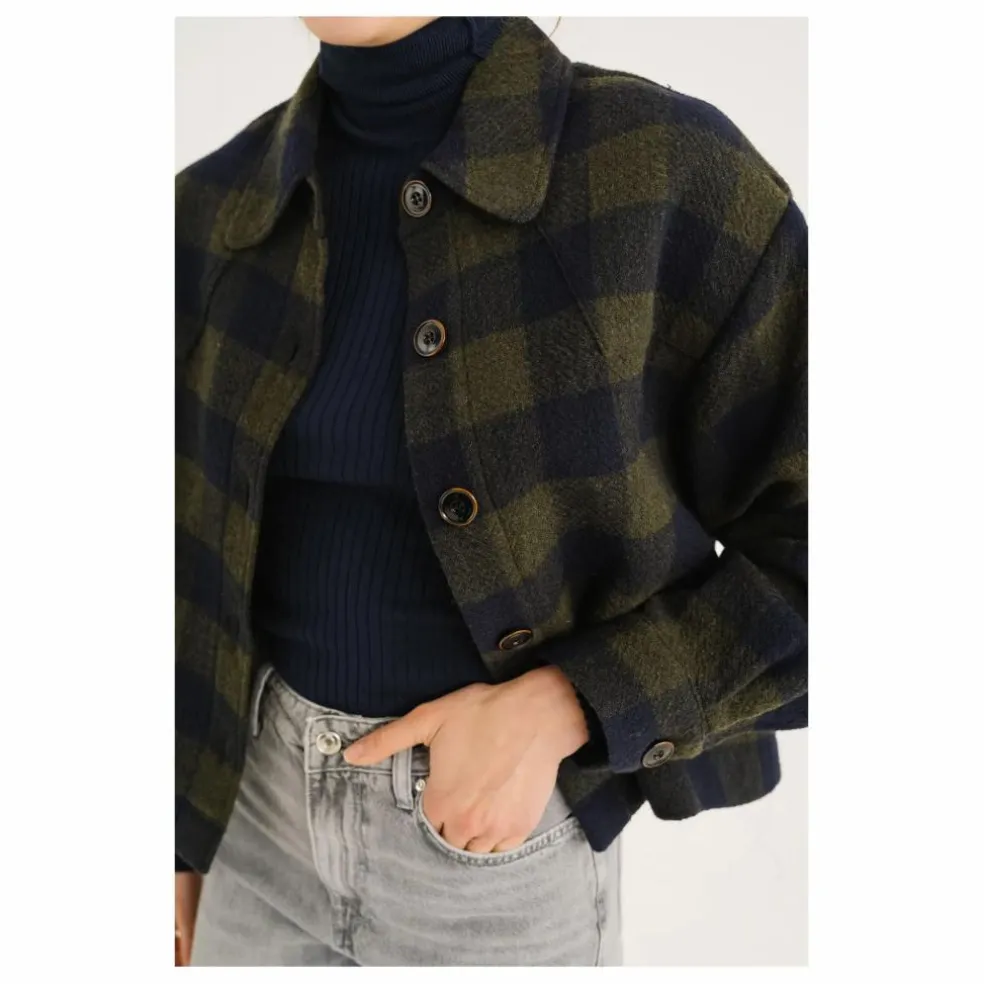 Veste Balma Holly Carreaux Laine | Vert kaki