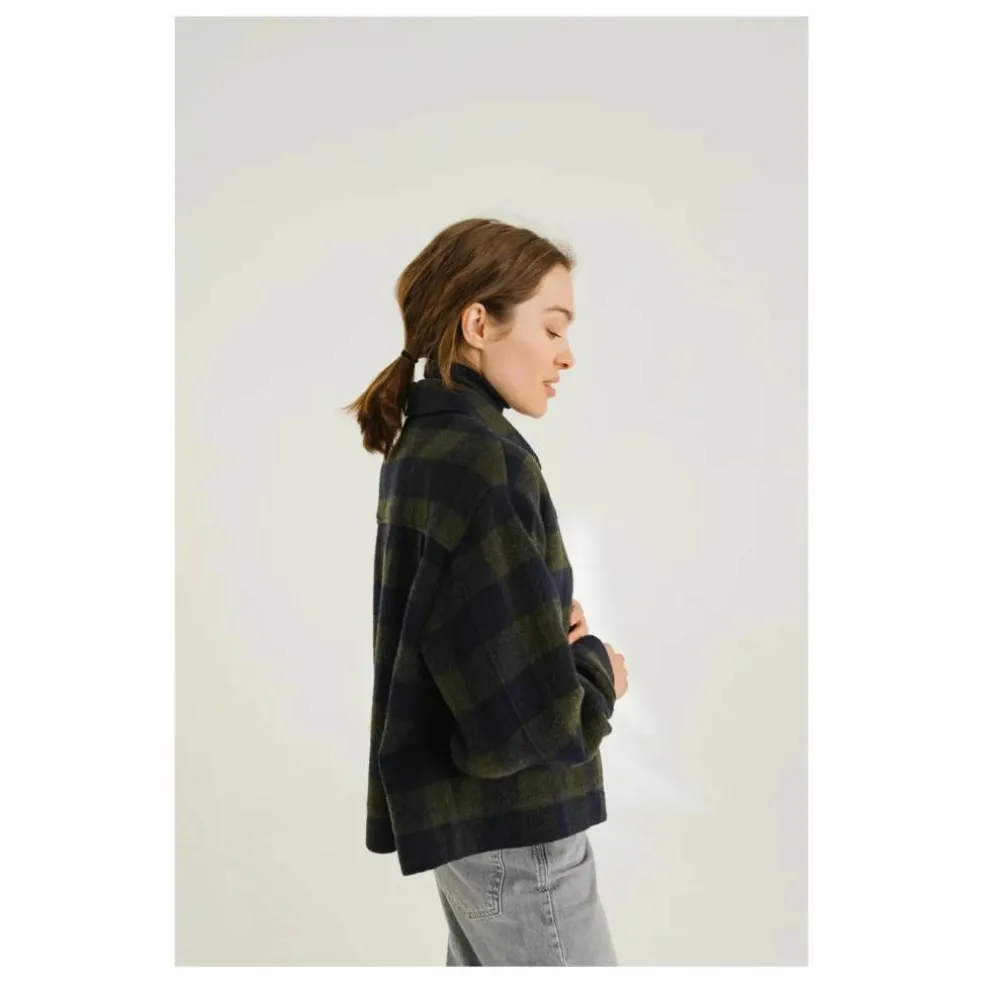 Veste Balma Holly Carreaux Laine | Vert kaki