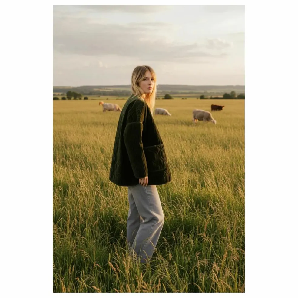 Veste Bari Zephir Brodée Velours | Vert