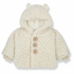 Veste Capuche Façon Fourrure Coton Laine Apolline | Ecru