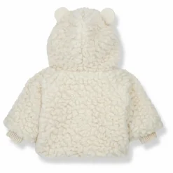 Veste Capuche Façon Fourrure Coton Laine Apolline | Ecru