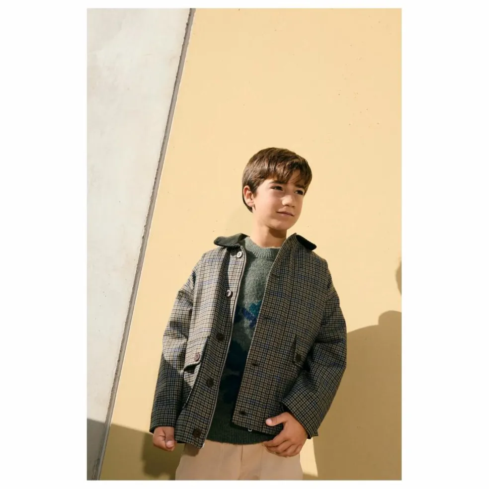 Veste Carreaux Laine | Gris