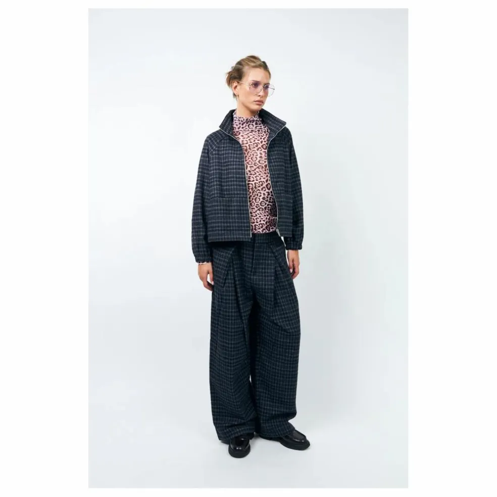 Veste Carreaux Mae | Bleu nuit