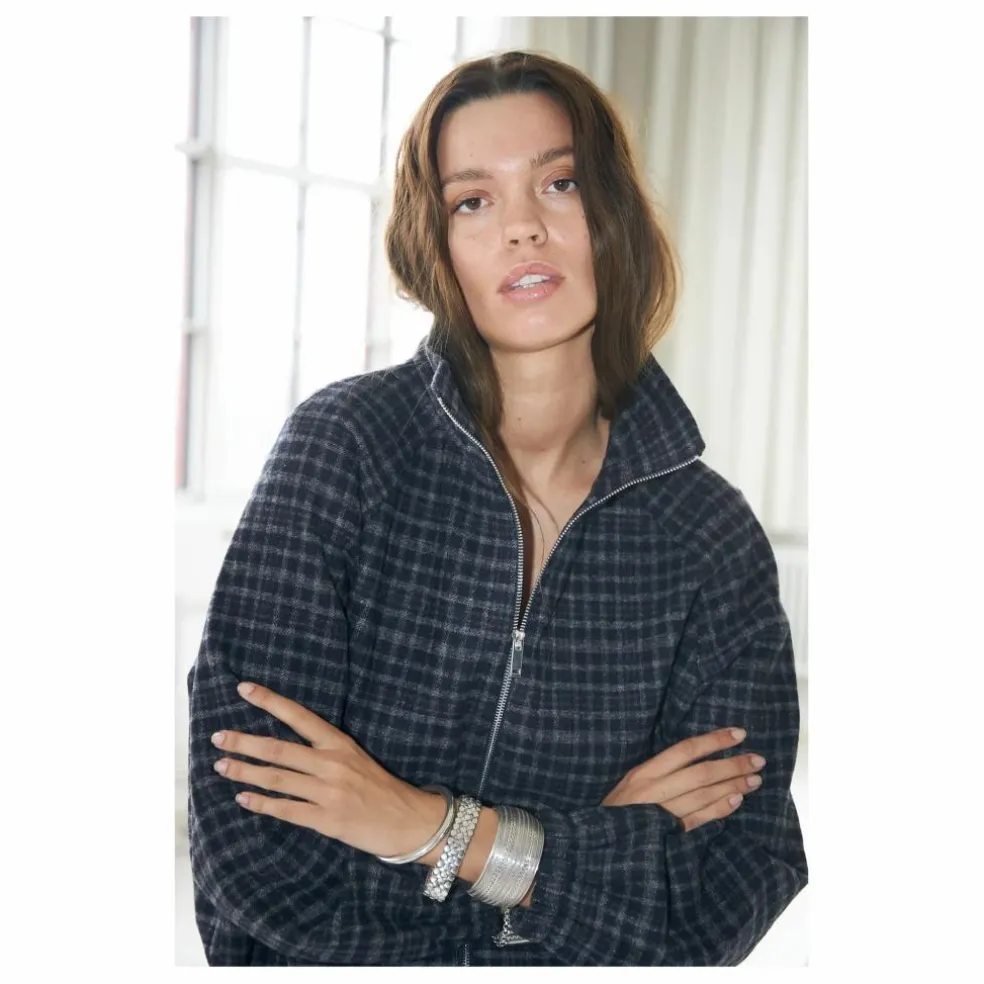 Veste Carreaux Mae | Bleu nuit