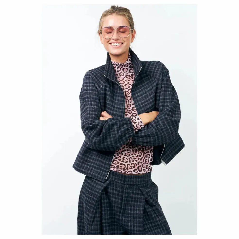 Veste Carreaux Mae | Bleu nuit