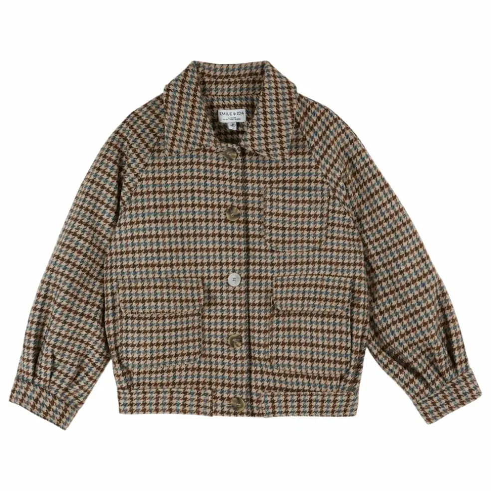 Veste Cassie Pied de Poule Laine | Marron