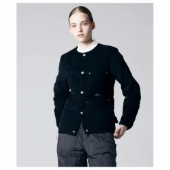 Veste Col Rond Velours Côtelé | Noir