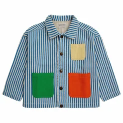 Veste Denim Rayée Color Block | Bleu