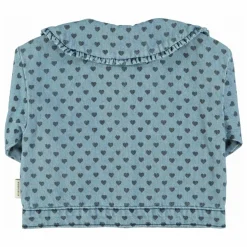 Veste en Jean Col Claudine Cœurs | Bleu Clair