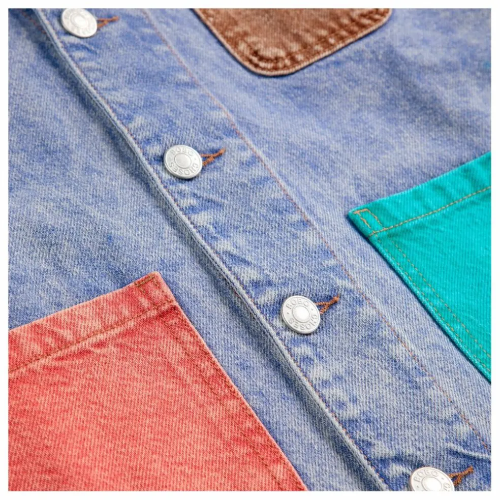 Veste en Jean Colorblock Coton Bio | Bleu