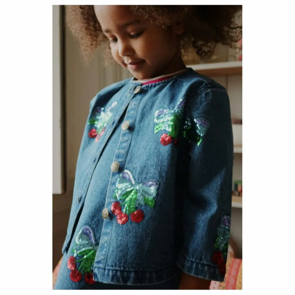 Veste en Jean Sequins Magot Coton Bio | Bleu