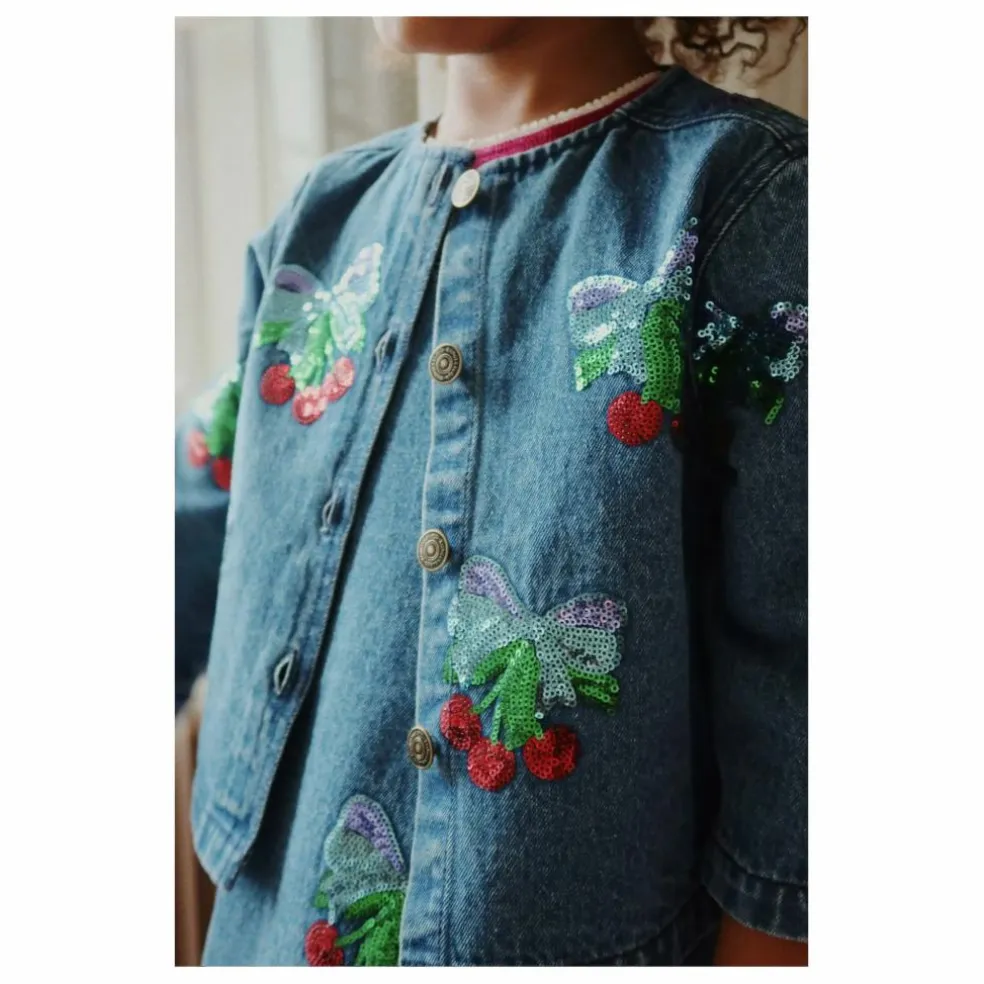 Veste en Jean Sequins Magot Coton Bio | Bleu