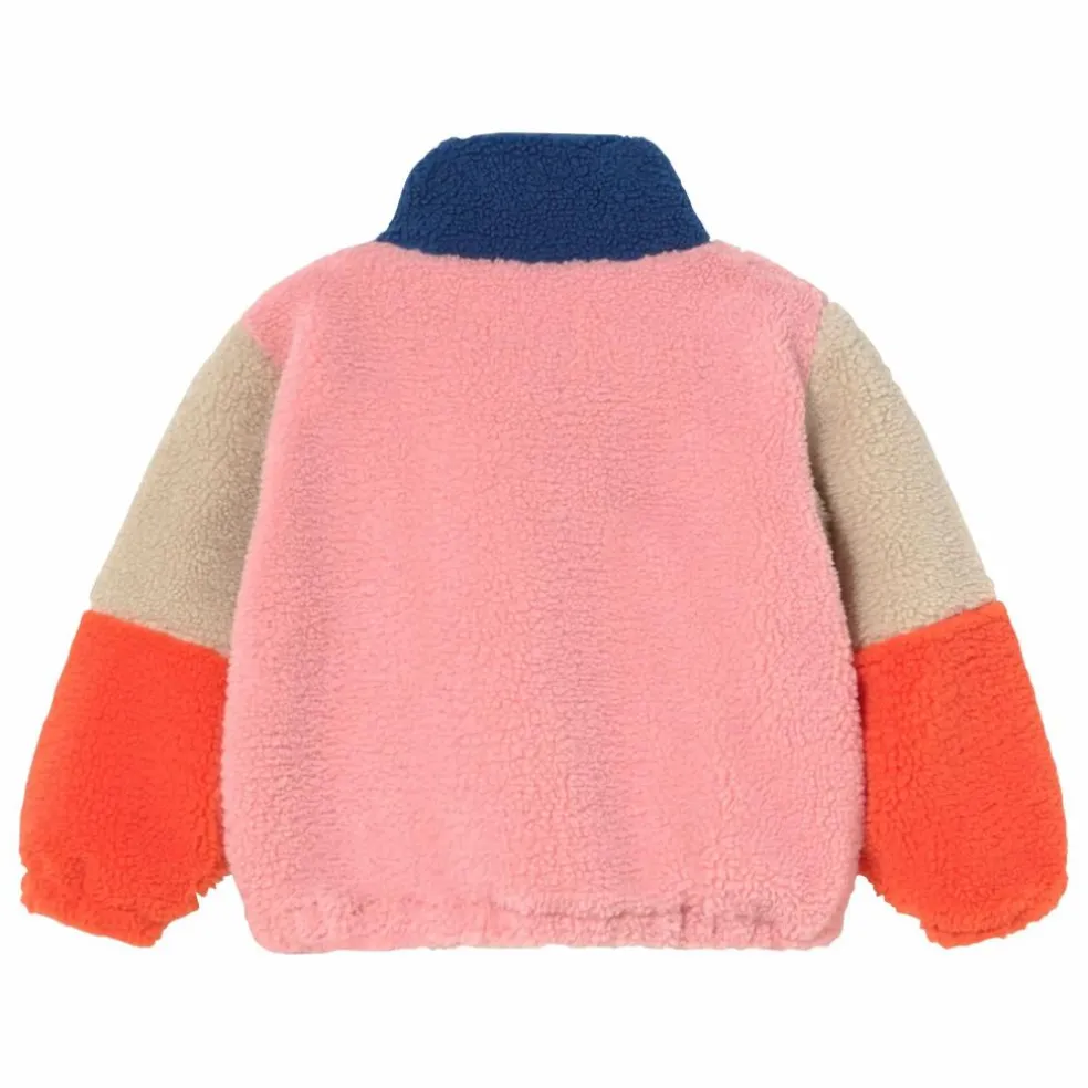 Veste Façon Sherpa Colorblock | Rose
