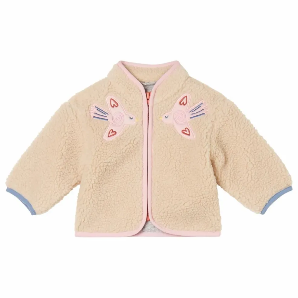 Veste Façon Sherpa Oiseaux | Beige