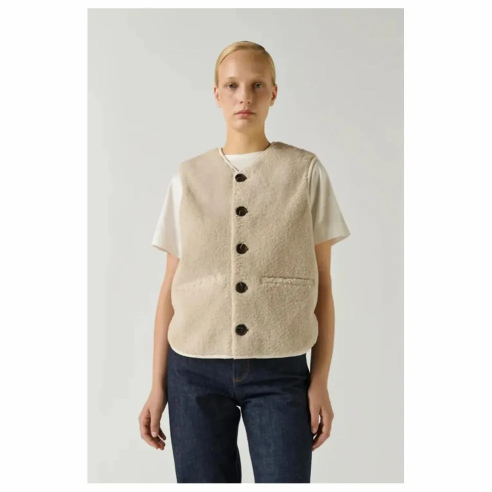 Veste Fusil Façon Fourrure | Ecru