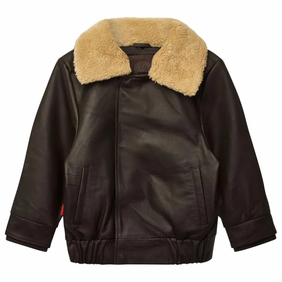 Veste Hold Ya Horses Col Sherpa Cuir | Marron foncé