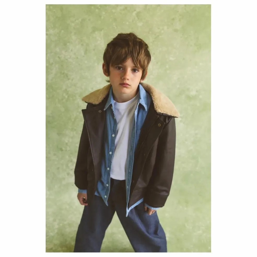 Veste Hold Ya Horses Col Sherpa Cuir | Marron foncé