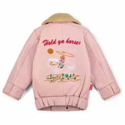 Veste Hold Ya Horses Col Sherpa Cuir | Rose pâle