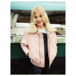 Veste Hold Ya Horses Col Sherpa Cuir | Rose pâle