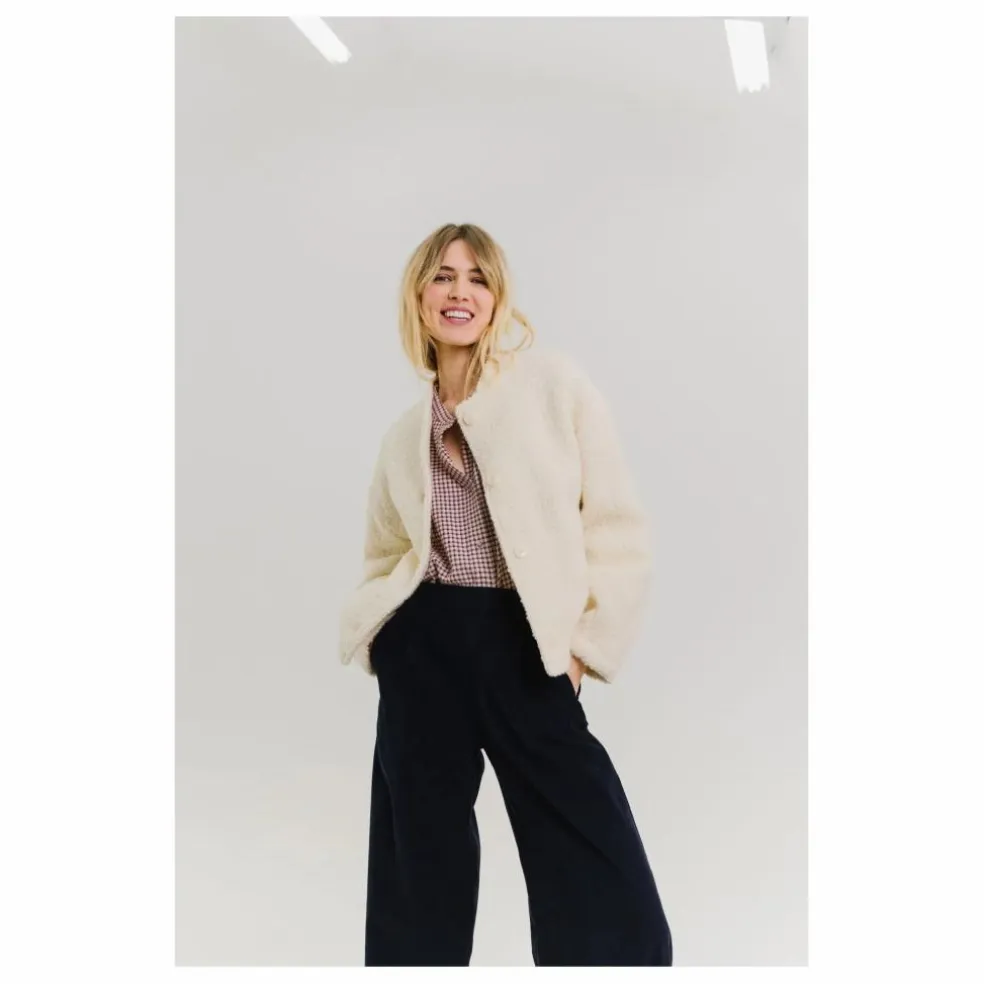 Veste Jay Bouclette Laine Vierge | Blanc
