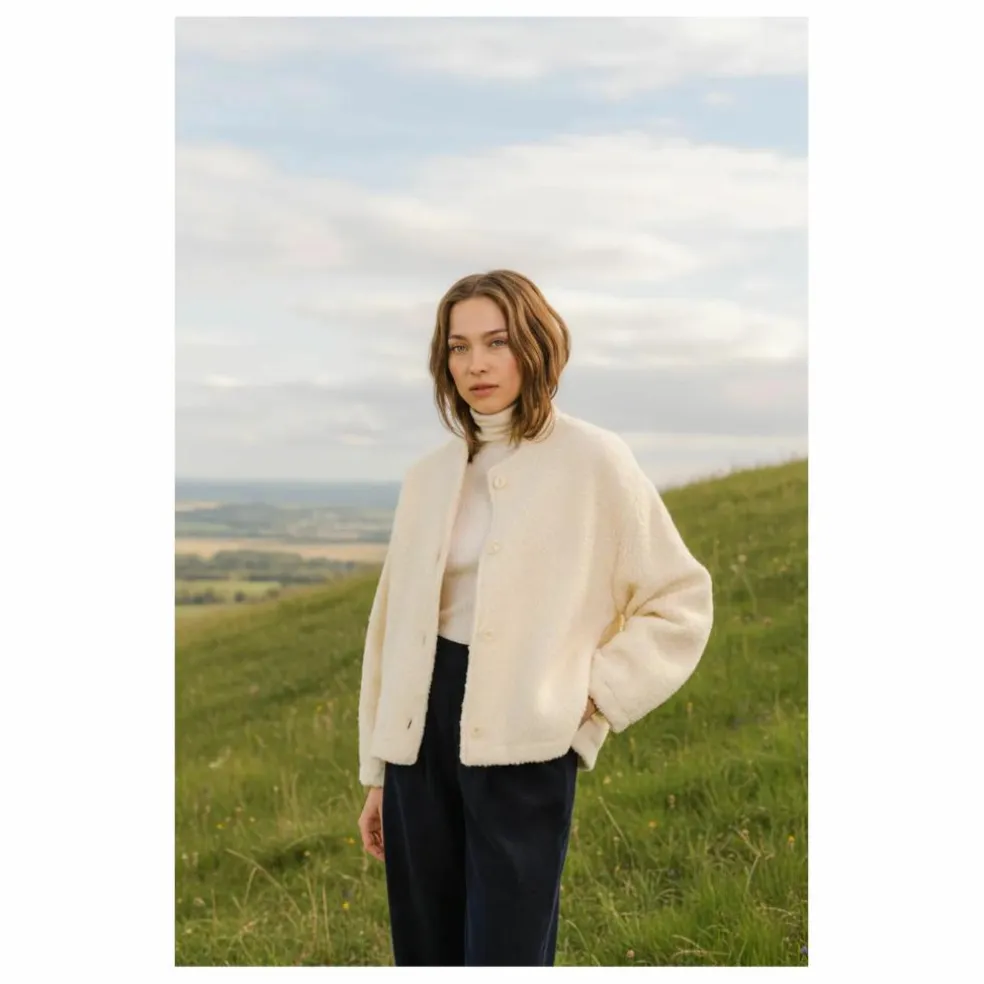 Veste Jay Bouclette Laine Vierge | Blanc