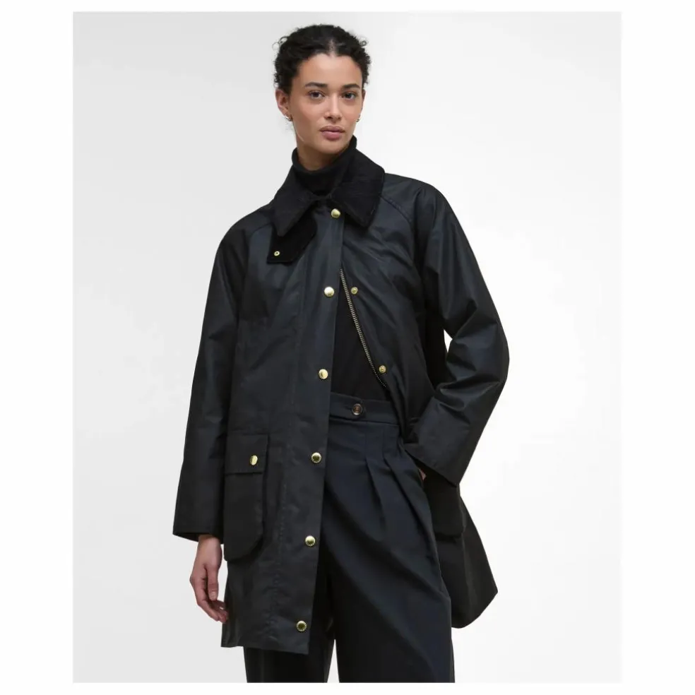 Veste Longue Beadnell Cirée | Noir