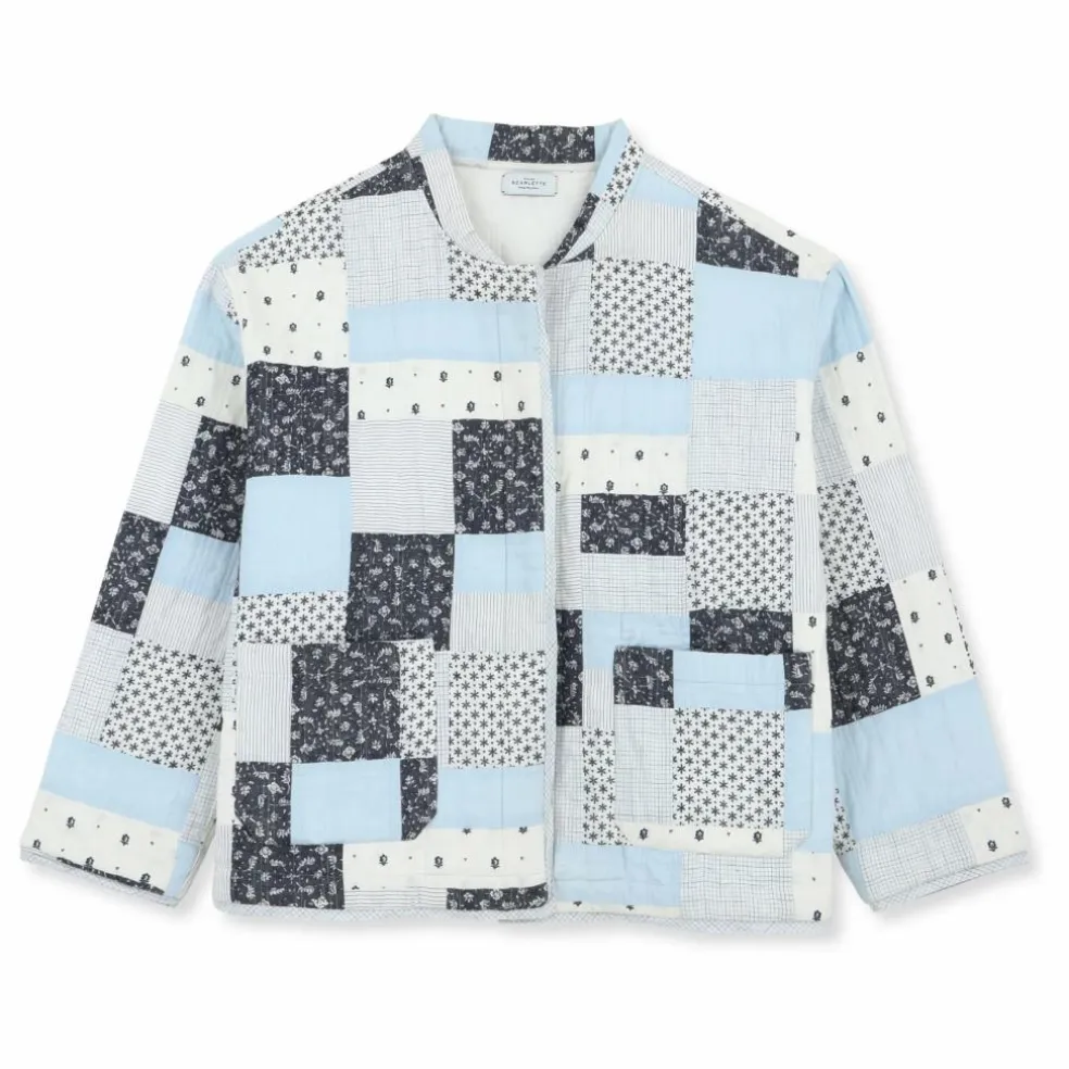 Veste Matelassée Patchwork | Bleu ciel