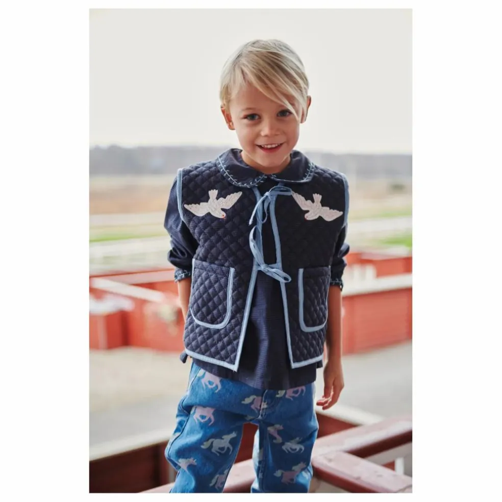 Veste Matelassée Sans Manches Coton Bio | Bleu marine
