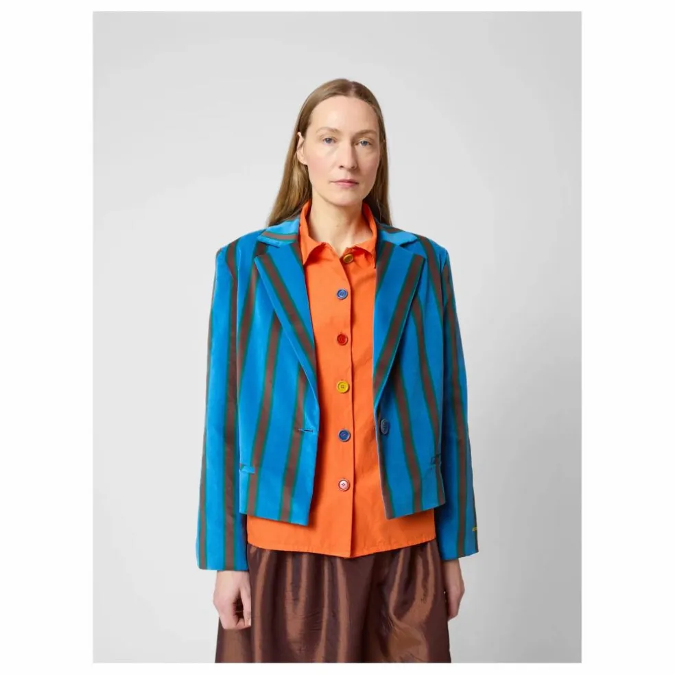 Veste Rayée Velours - Collection Femme | Bleu marine