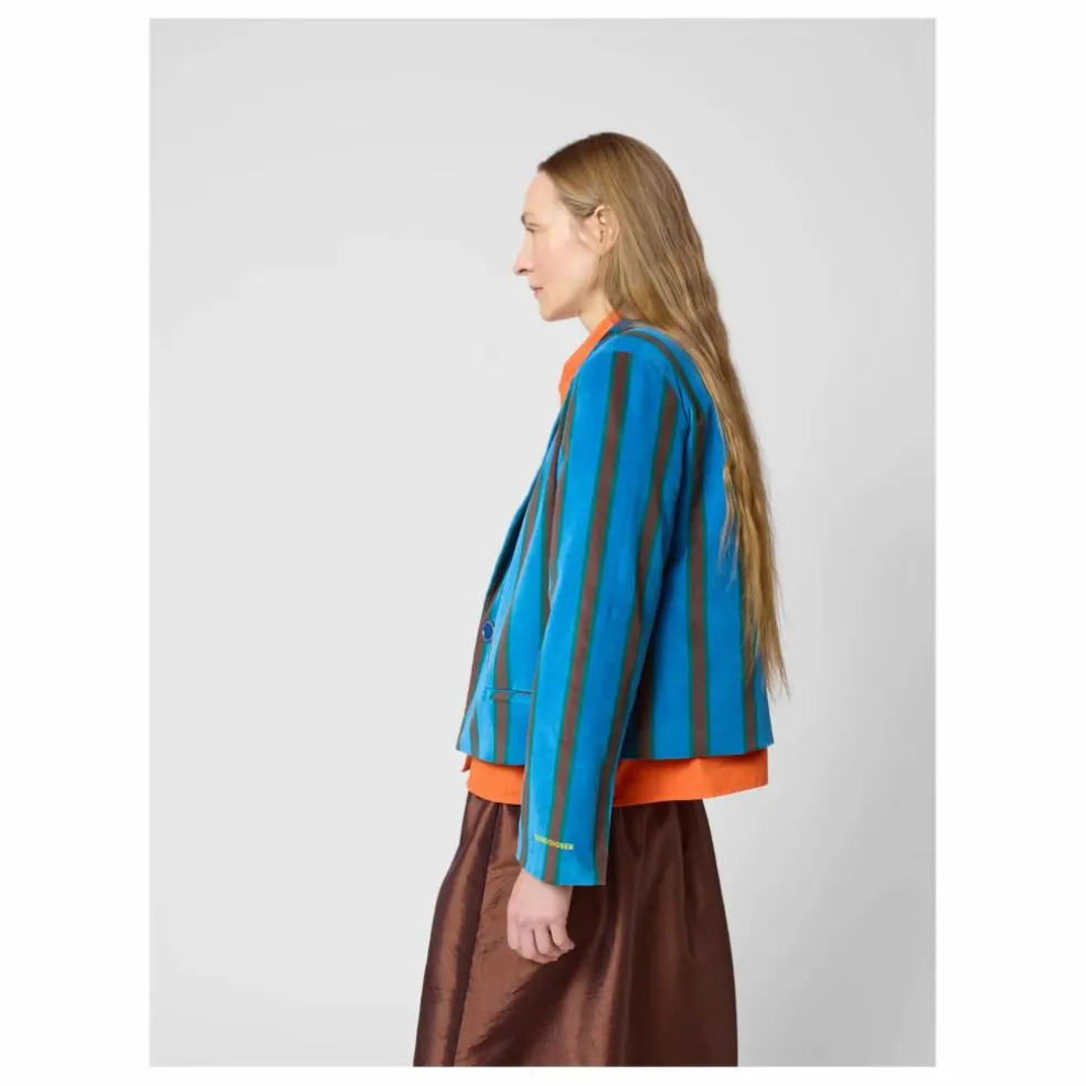 Veste Rayée Velours - Collection Femme | Bleu marine