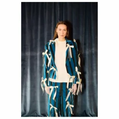 Veste Rayée Velours - Collection Femme | Bleu marine