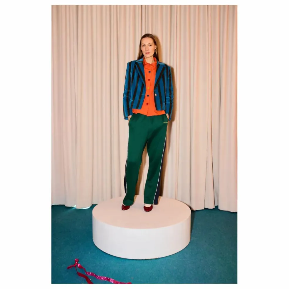 Veste Rayée Velours - Collection Femme | Bleu marine
