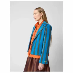Veste Rayée Velours - Collection Femme | Bleu marine