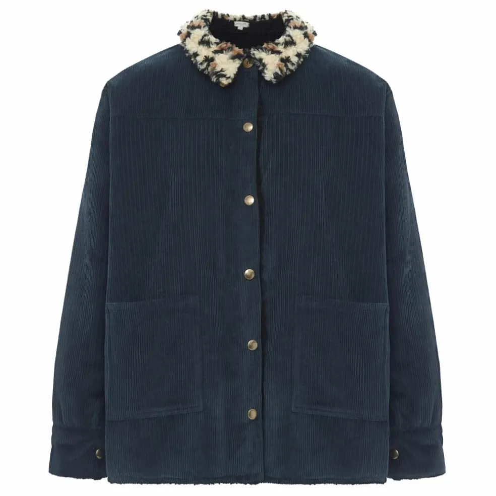 Veste Réversible Coton Velours Côtelé Brune - Collection Femme | Bleu