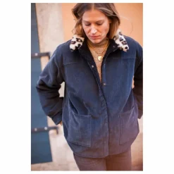 Veste Réversible Coton Velours Côtelé Brune - Collection Femme | Bleu