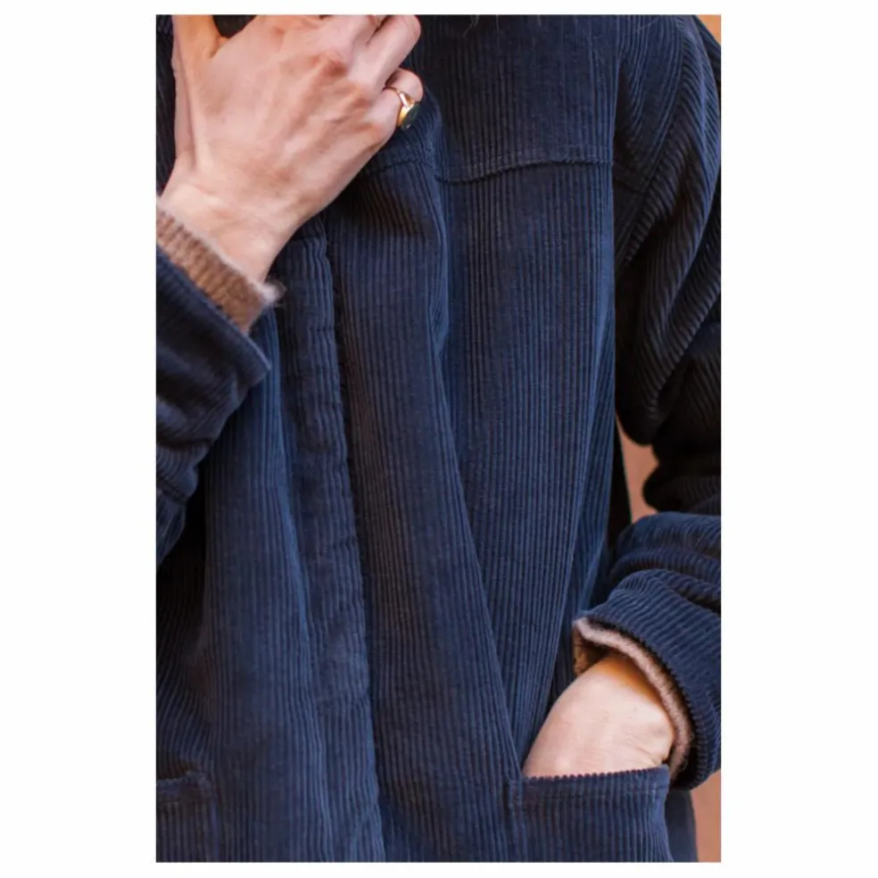 Veste Réversible Coton Velours Côtelé Brune - Collection Femme | Bleu