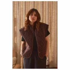Veste Sans Manches Charlie Léopard Double Gaze de Coton - Collection Femme | Chocolat