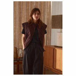 Veste Sans Manches Charlie Léopard Double Gaze de Coton - Collection Femme | Chocolat