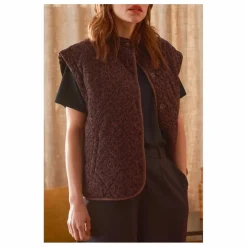 Veste Sans Manches Charlie Léopard Double Gaze de Coton - Collection Femme | Chocolat