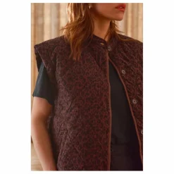 Veste Sans Manches Charlie Léopard Double Gaze de Coton - Collection Femme | Chocolat