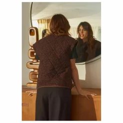 Veste Sans Manches Charlie Léopard Double Gaze de Coton - Collection Femme | Chocolat