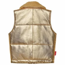 Veste Sans Manches Col Sherpa Métallisée | Doré