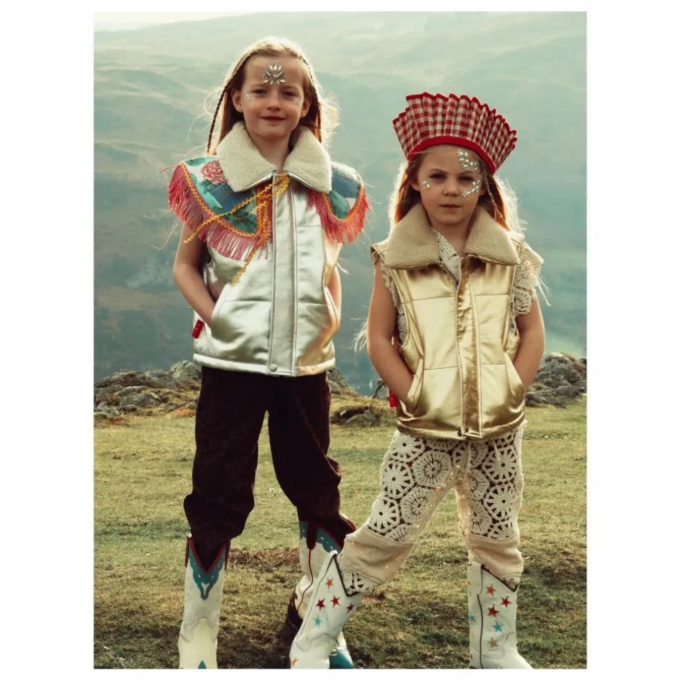 Veste Sans Manches Col Sherpa Métallisée | Argenté