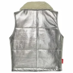 Veste Sans Manches Col Sherpa Métallisée | Argenté