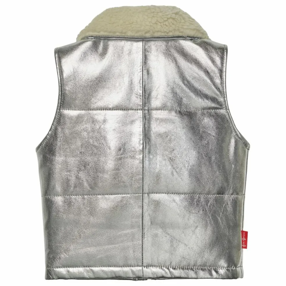 Veste Sans Manches Col Sherpa Métallisée | Argenté