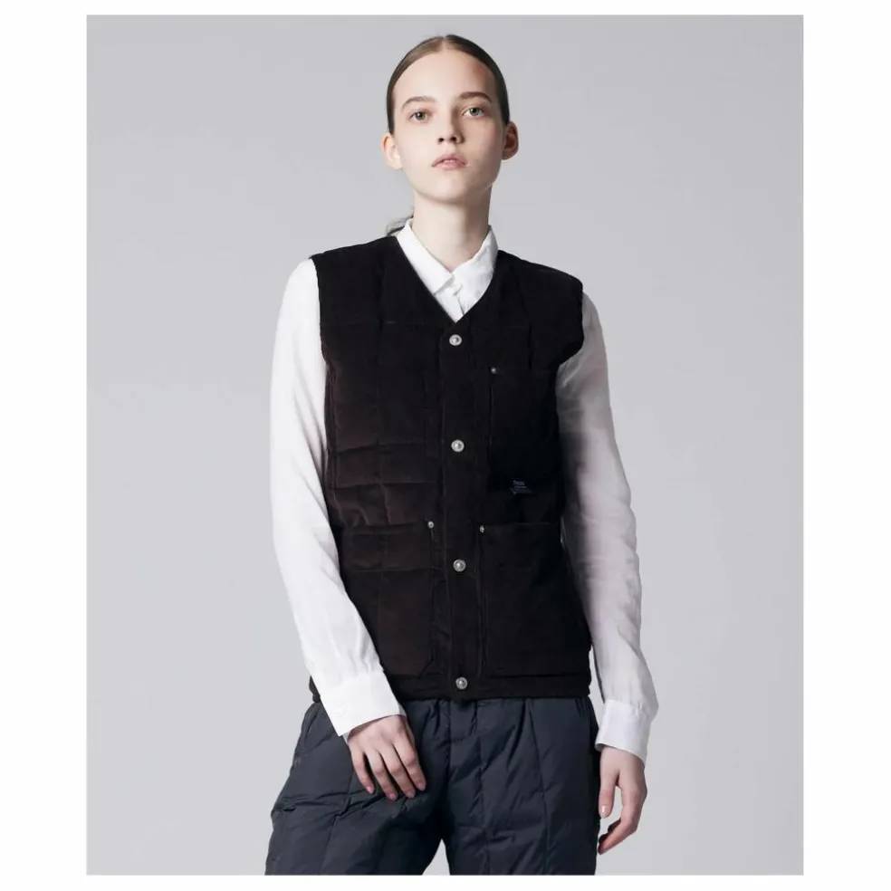 Veste Sans Manches Col V Button Neck | Marron