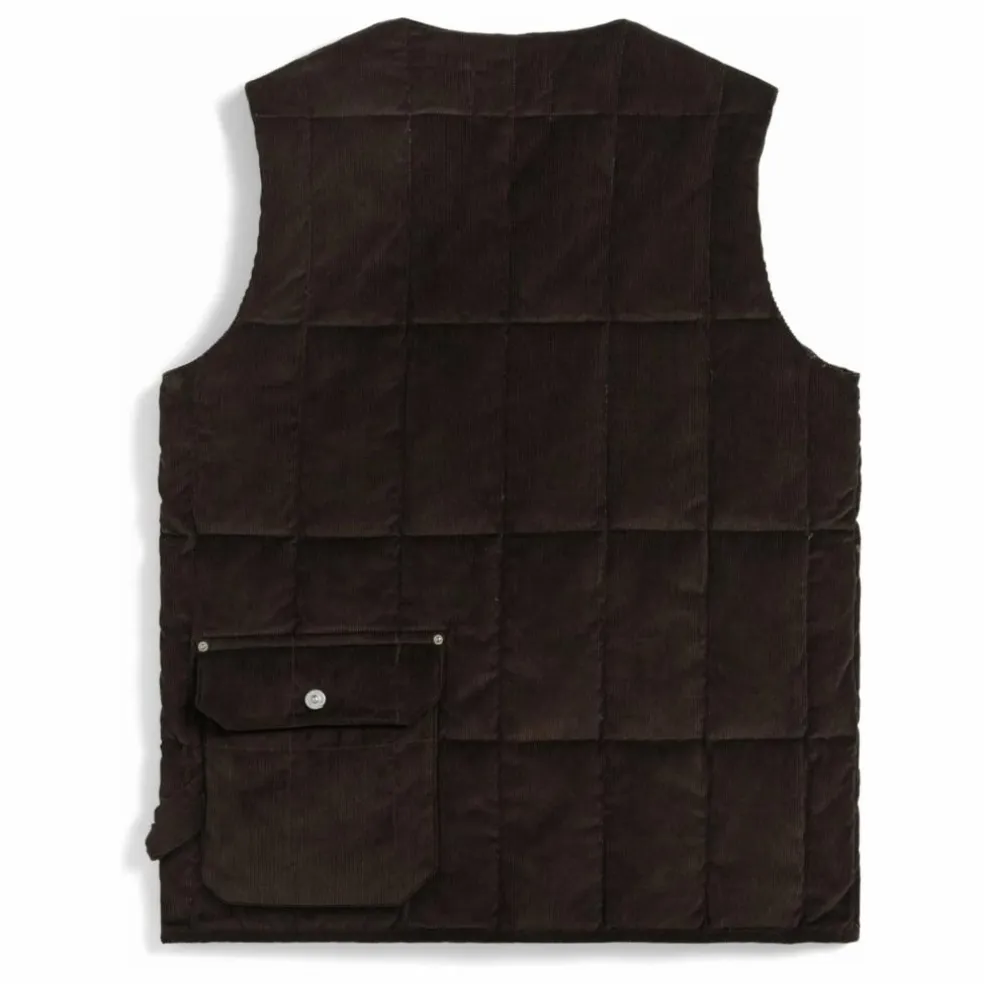 Veste Sans Manches Col V Button Neck | Marron