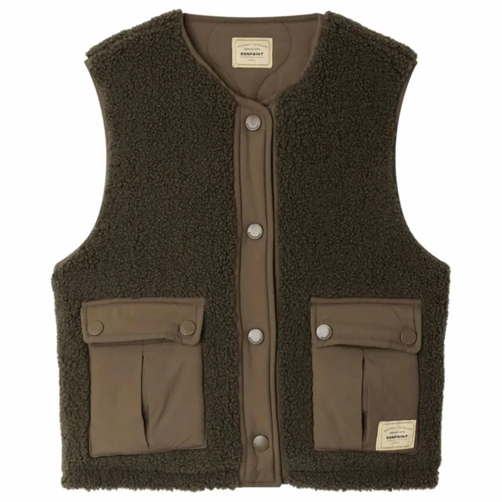 Veste Sans Manches Façon Sherpa Junior | Vert foncé